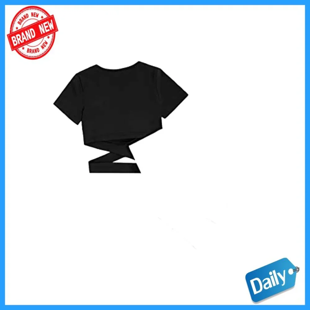 Girls 2-Piece Cut Out Crisscross Crop Tee Set Short Sleeve T-Shirts